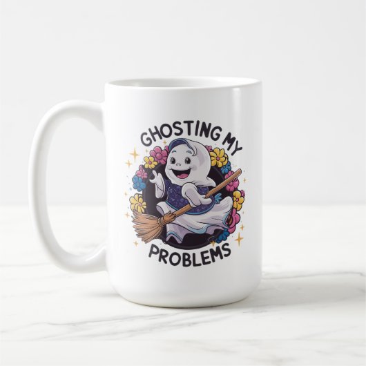 Mug Ghosting mes problèmes, Funny Éffrayant design de (Gauche)