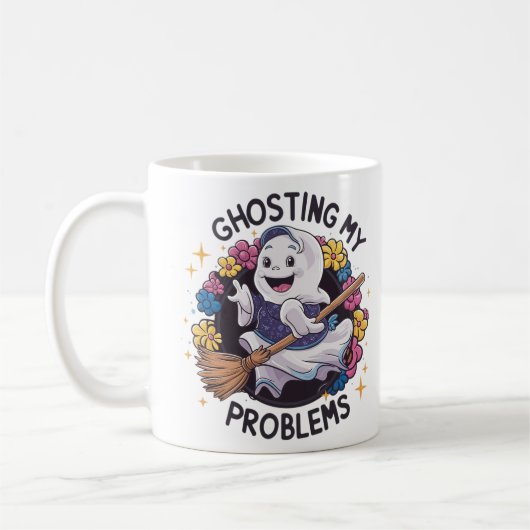 Mug Ghosting my Problems, Drôle Ghost Design Femme (Gauche)