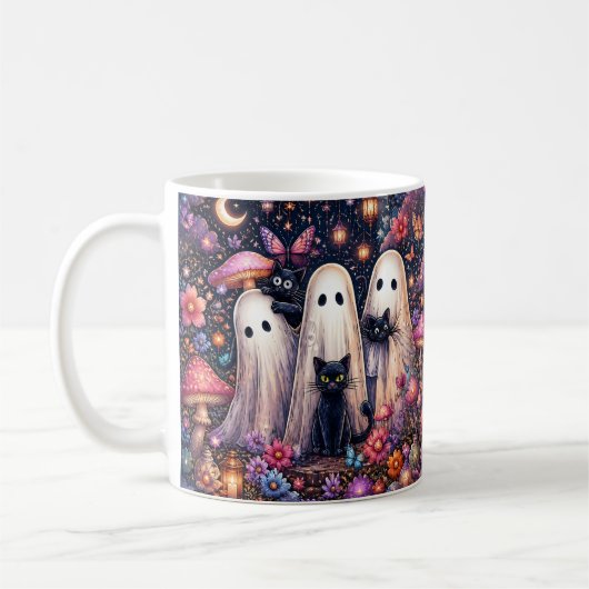 Mug Ghosts et chats noirs Halloween (Gauche)