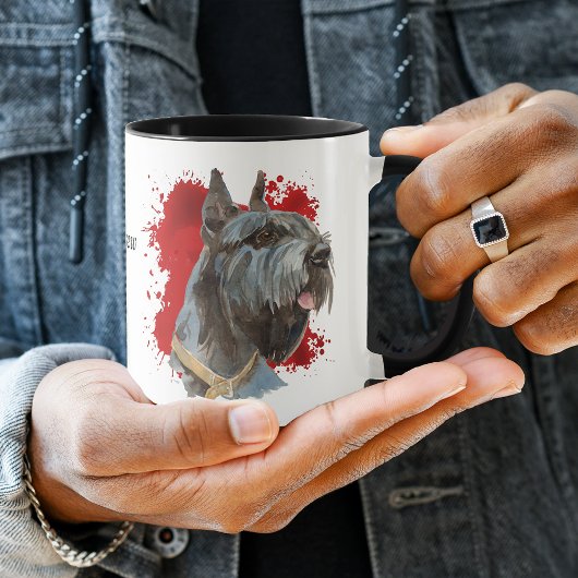 Mug Giant Schnauzer Chien Rouge Arrière - plan Abstrai