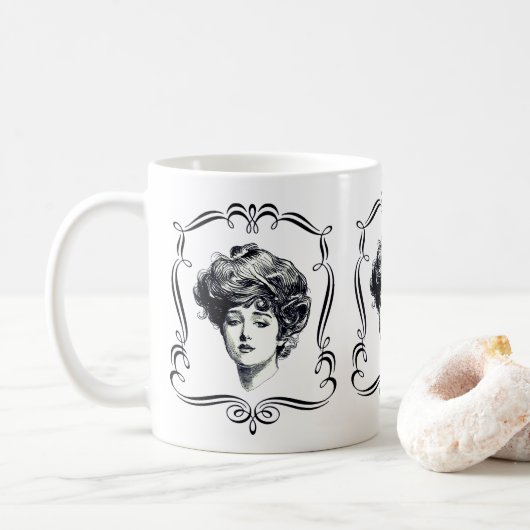 Mug Gibson Girl Vintage Art (Avec donut)