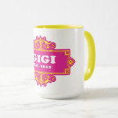 Mug GIGI est 2019 Texte blanc avec cadre patrimonial r (Devant droit)