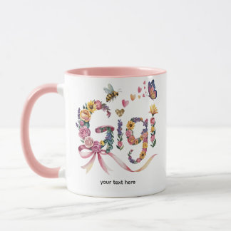 Mug Gigi Grandma T-Shirt – Floral Name Tee with Bow – 