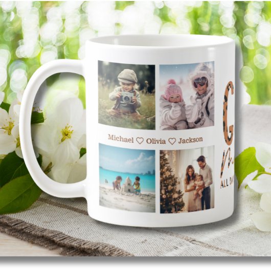 Mug Gigi Mode Sur 8 Photo Collage Empreinte de léopard