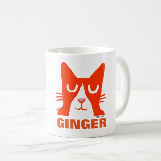 Mug GINGER ORANGE CAT Panda Kitty Coffee Mug. (Devant droit)