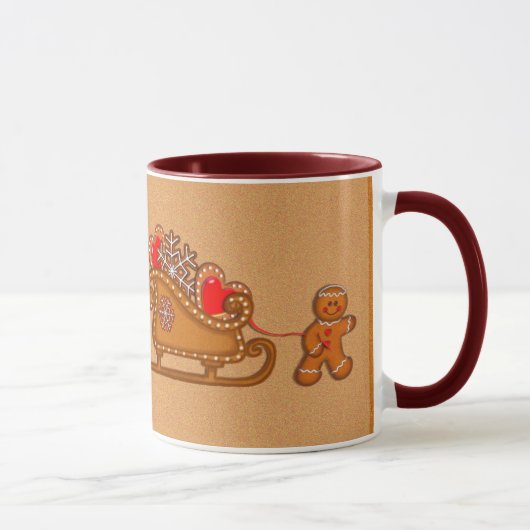 Mug GINGERBREAD BOY & SLEIGH par SHARON SHARPE (Droite)