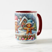 Mug Gingerbread Family Snowy Christmas Scene (Devant droit)