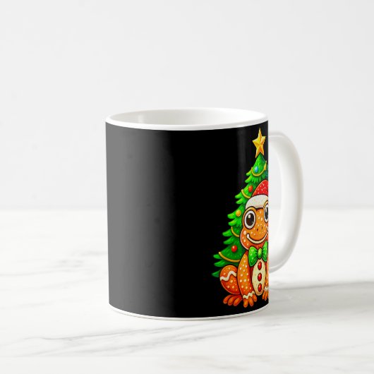 Mug Gingerbread Frog Wearing Santa Hat Christmas Tree (Devant droit)