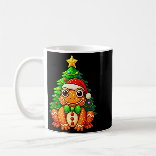 Mug Gingerbread Frog Wearing Santa Hat Christmas Tree (Gauche)