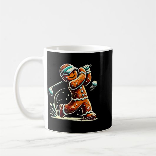 Mug Gingerbread Playing Golf Ball Christmas Golf Lover (Gauche)