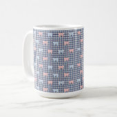 Mug Gingham Bleu Blanc Rose Bleu Coquette Tendances (Devant gauche)