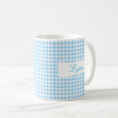 Mug Gingham Bleu Classique Nom Personnalisé  (Devant droit)