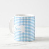 Mug Gingham Bleu Classique Nom Personnalisé  (Devant gauche)