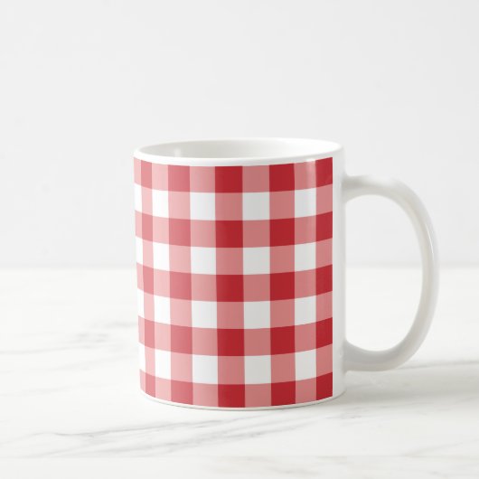 Mug Gingham Classique Doux - carreaux rouges et blancs (Droite)