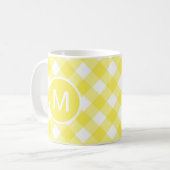 Mug Gingham Classique Jaune Clair à Motif Monogramme (Devant gauche)