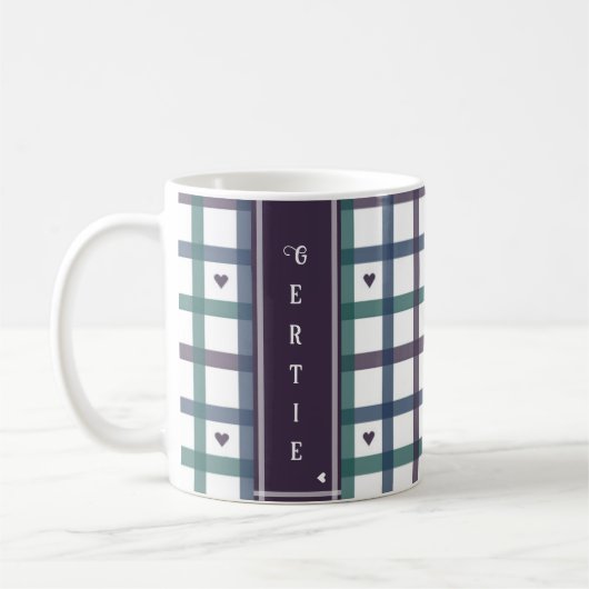 Mug Gingham Cœur Violet (Gauche)