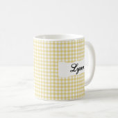 Mug Gingham Jaune Classique Nom Personnalisé (Devant droit)