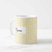 Mug Gingham Jaune Classique Nom Personnalisé (Devant gauche)