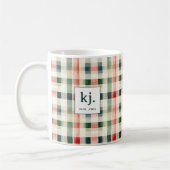 Mug Gingham Monogramme Émeraude Douce (Gauche)