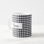 Mug Gingham Noir Classique Nom Personnalisé (Devant gauche)