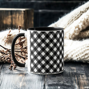 Mug Gingham noir et blanc élégant rétro