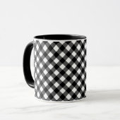 Mug Gingham noir et blanc élégant rétro (Devant gauche)