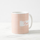 Mug Gingham Orange Classique Nom Personnalisé (Devant droit)