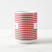 Mug Gingham Rouge Classique Nom Personnalisé (Centre)