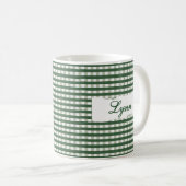Mug Gingham Vert Classique Nom Personnalisé  (Devant droit)