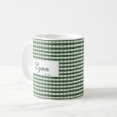 Mug Gingham Vert Classique Nom Personnalisé  (Devant gauche)