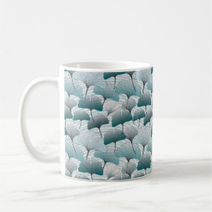 Mug Gingko biloba bleu motif sans soudure.