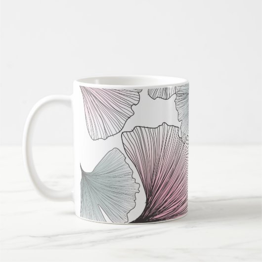 Mug Gingko biloba dessiné à la main. (Gauche)
