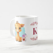 Mug Girafe Bébé charmant Monogramme floral (Devant gauche)