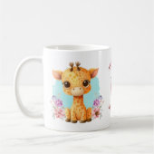 Mug Girafe Bébé charmant Monogramme floral (Gauche)