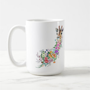 Mug Girafe de bouquet coloré - Dessin floral 