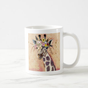 Mug Girafe de Klimt   orné en fleurs