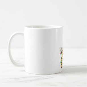 Mug Girafe emmêlée dans des guirlandes de Noël drôles