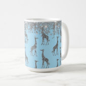 Mug Girafe en argent sur Dreamy Blue (Devant droit)