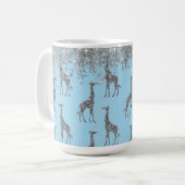 Mug Girafe en argent sur Dreamy Blue (Devant gauche)