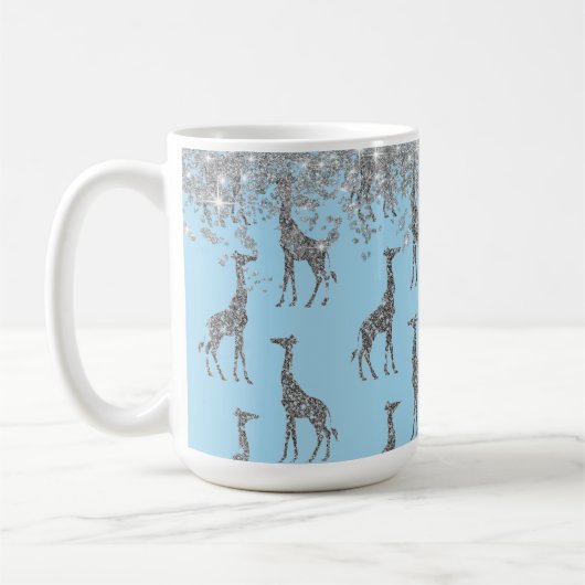 Mug Girafe en argent sur Dreamy Blue (Gauche)