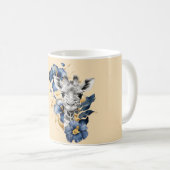 Mug Girafe Fleurs d'Hibiscus Bleu Or (Devant droit)