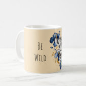 Mug Girafe Fleurs d'Hibiscus Bleu Or (Devant gauche)