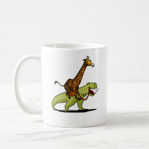 Mug Girafe montant les animaux drôles de dinosaure de