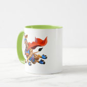 Mug Girafe volante avec cape rouge. (Devant gauche)