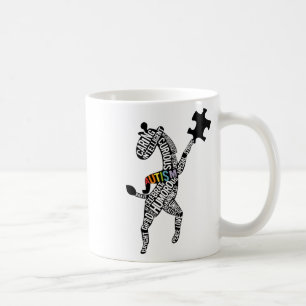 Mug Giraffe Autisme Puzzle Typographie