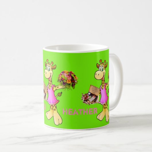 Mug Giraffe Boue verte florale (Devant droit)