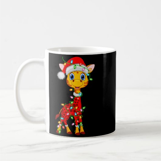 Mug Giraffe Christmas Lights Santa Costume Cute Animal (Gauche)