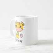 Mug Giraffe Cute Avec Coeur Pesonalisé (Devant gauche)