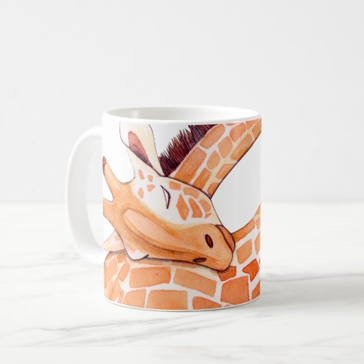 Mug Giraffe dormante : Aquarelle douce (Devant gauche)