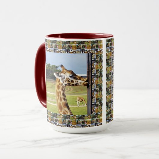 Mug Giraffe Drôle Avec Giraffe Photo Collage Edging, (Devant gauche)
